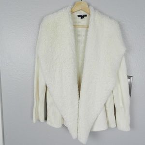 H by Halston Faux Shearling Collar Cardigan Size L